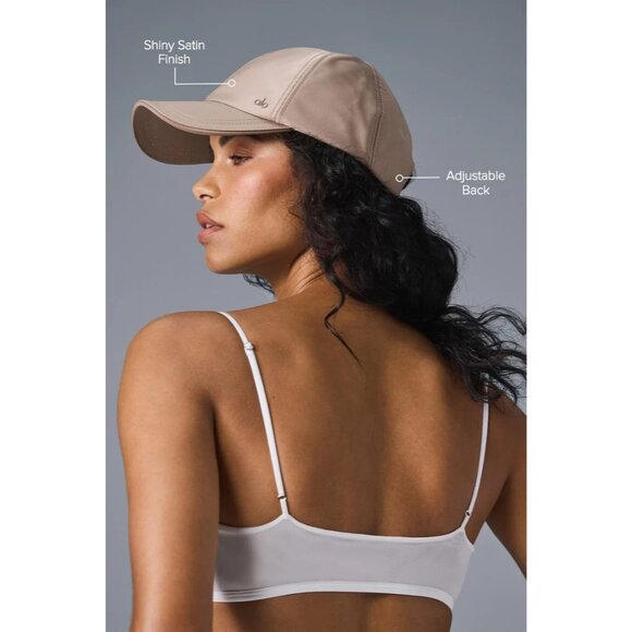 ALO Yoga Satin Off-Duty Cap in Taupe Satin - Picture 3 of 6